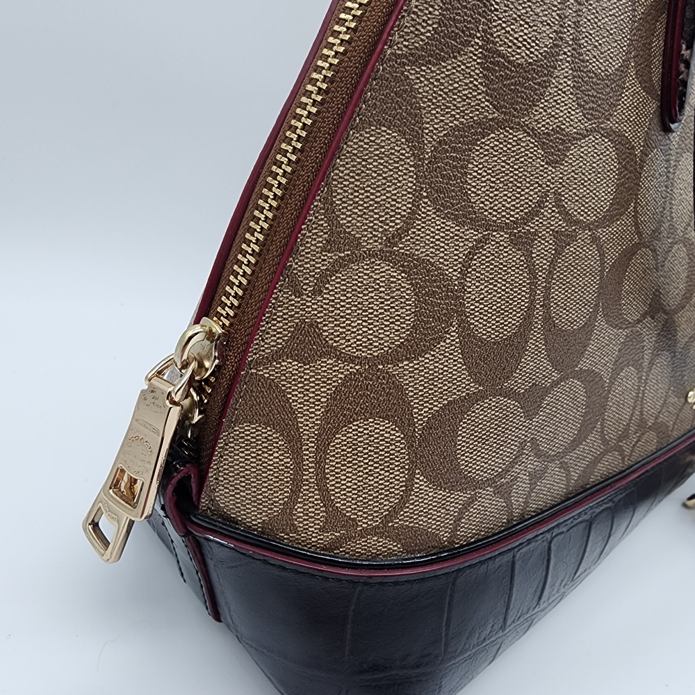 Coach Signature Sierra Exotic Mix Leather Satchel Handbag with FLAW - Picture 9 of 16